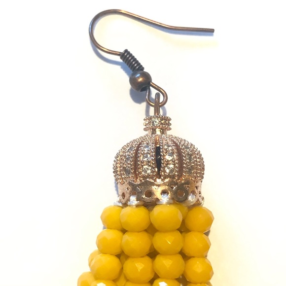 Yellow/Antique Rose Gold Crystal Tassel Ear… - Picture 4 of 16